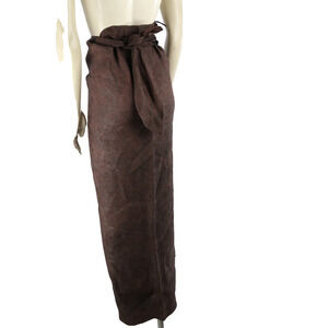 Cortana Pareo Wrap Linen Maxi Dark Brown Linen Viscose Pencil Skirt Size 36 $890